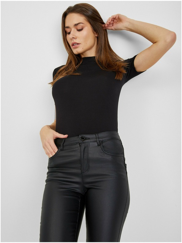 Orsay Črne ženske hlače iz umetnega usnja ORSAY