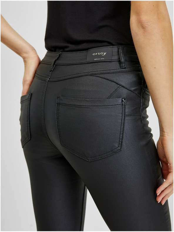 Orsay Črne ženske hlače iz umetnega usnja ORSAY