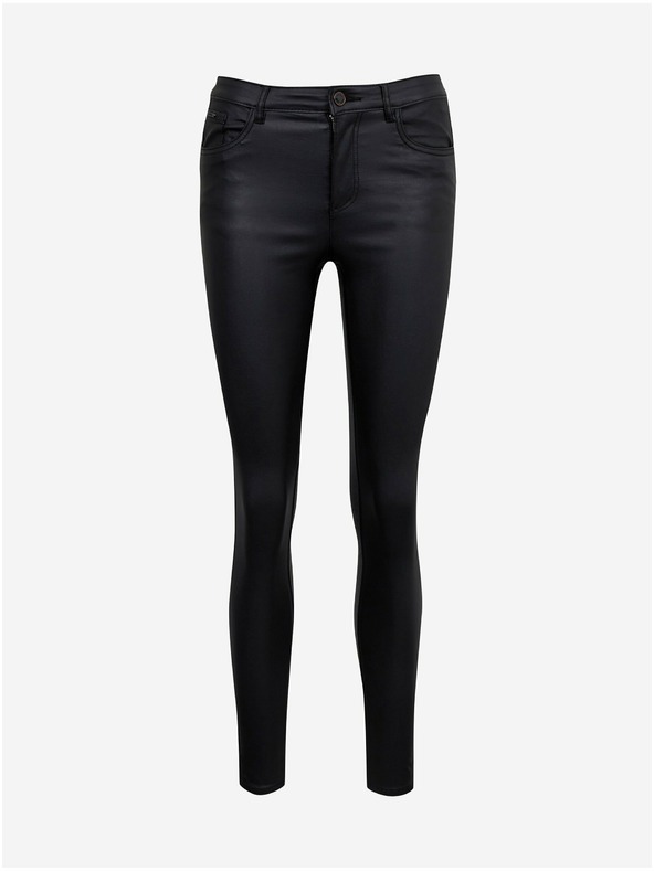 Orsay Črne ženske hlače iz umetnega usnja ORSAY