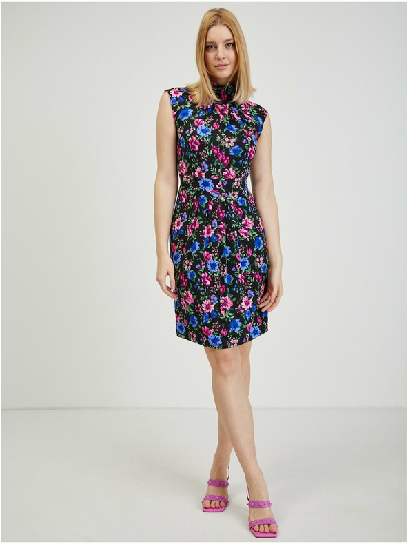 Orsay Črna ženska cvetlična oprijeta obleka ORSAY