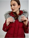 Orsay Vinsko rdeč ženski puhast zimski plašč s kapuco in umetnim krznom ORS