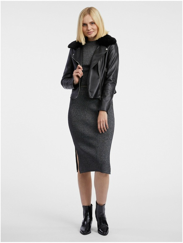 Orsay Črna ženska jakna iz umetnega krzna ORSAY