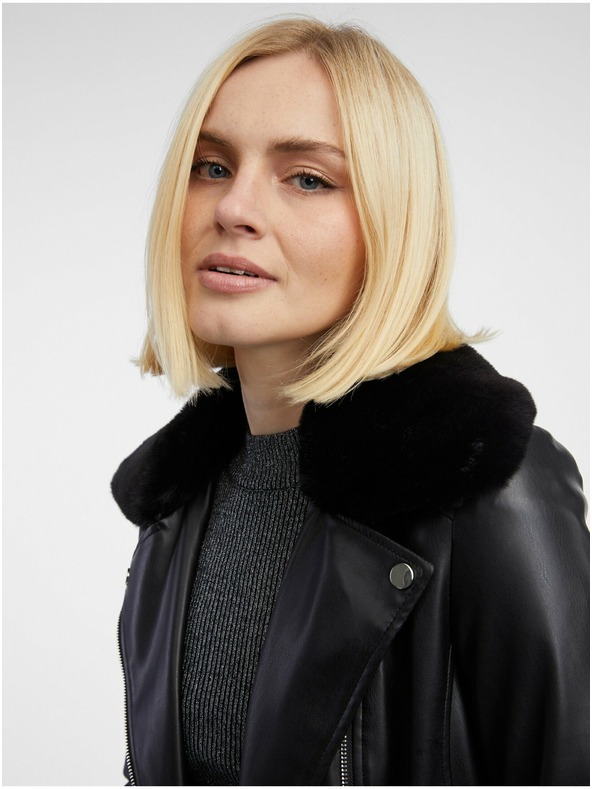 Orsay Črna ženska jakna iz umetnega krzna ORSAY