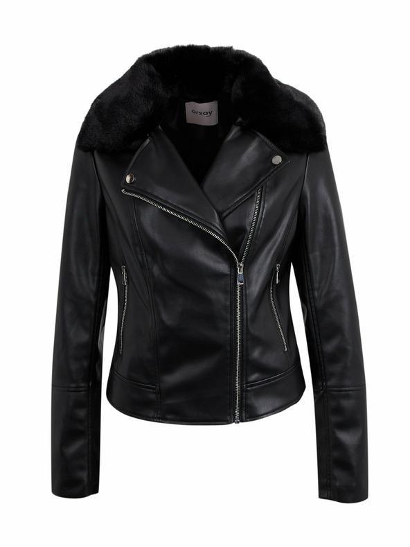Orsay Črna ženska jakna iz umetnega krzna ORSAY