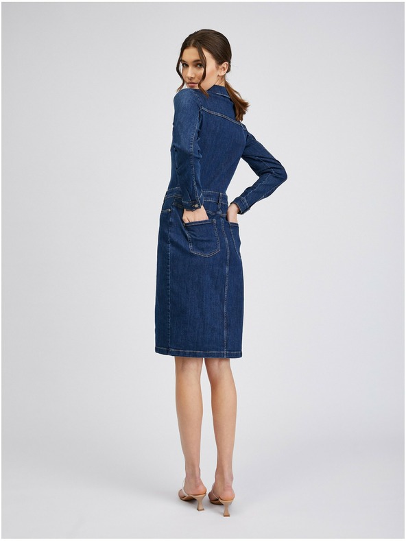 Orsay Temno modra ženska denim obleka ORSAY