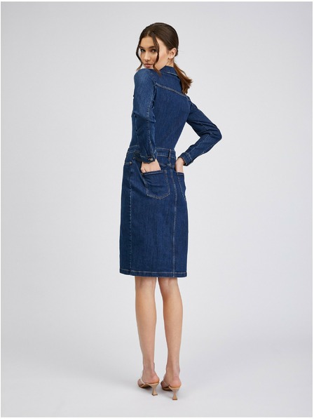Orsay Temno modra ženska denim obleka ORSAY