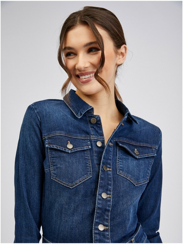 Orsay Temno modra ženska denim obleka ORSAY