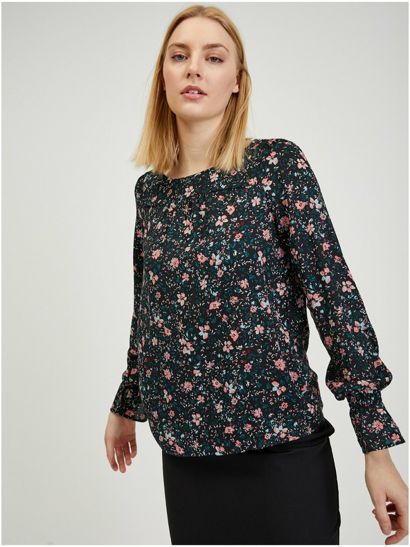 Orsay Črna ženska cvetlična bluza ORSAY