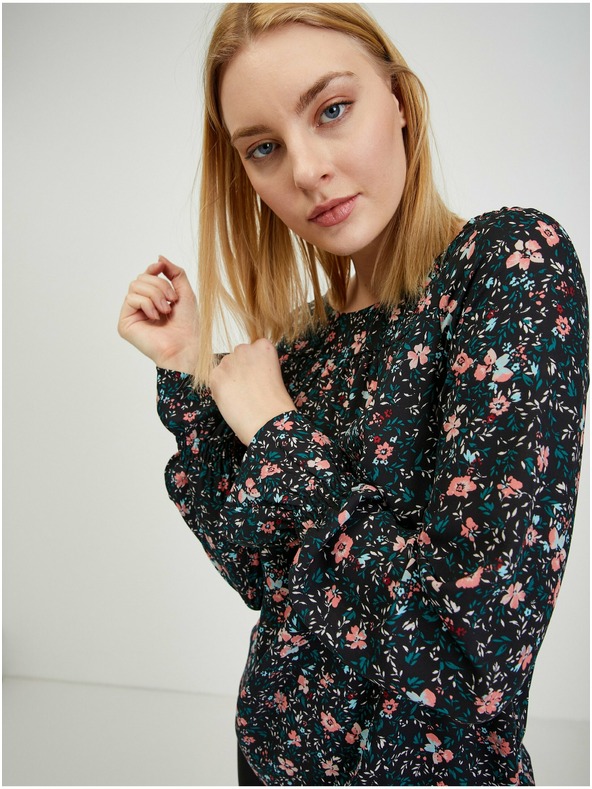 Orsay Črna ženska cvetlična bluza ORSAY
