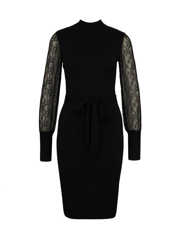 Orsay Črna ženska obleka do kolen ORSAY