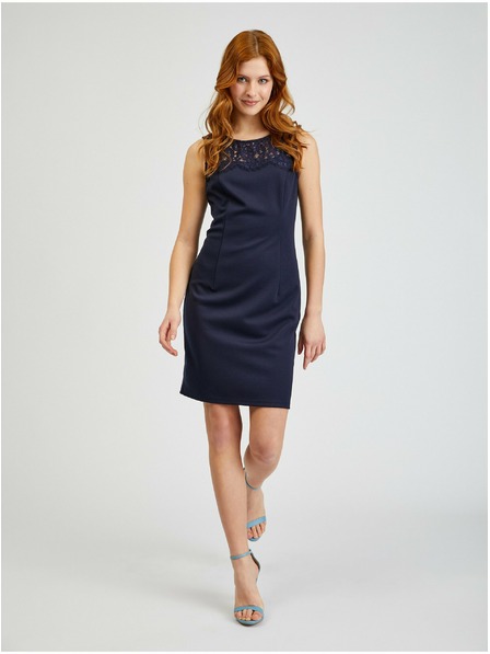 Orsay Temno modra ženska oprijeta obleka s čipko ORSAY