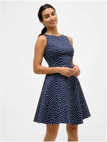 Orsay Temno modra pikčasta obleka ORSAY