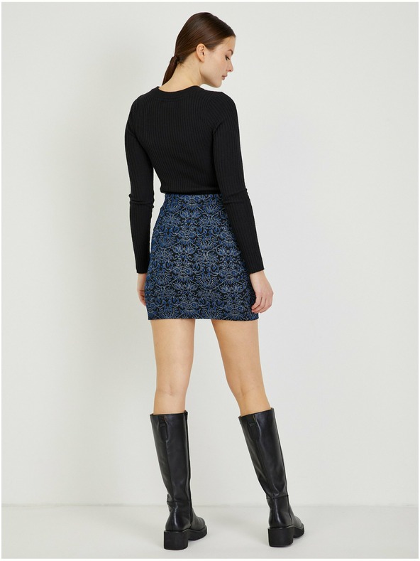 Orsay Temno modro žensko vzorčasto mini krilo ORSAY