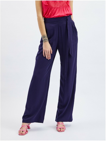 Orsay Temno modre ženske hlače s širokimi nogavicami ORSAY