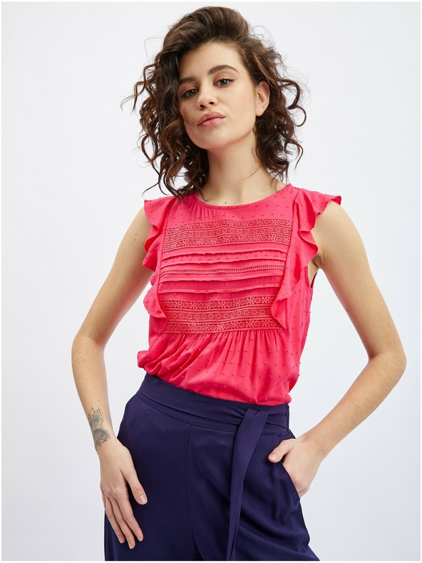 Orsay Temno modre ženske hlače s širokimi nogavicami ORSAY