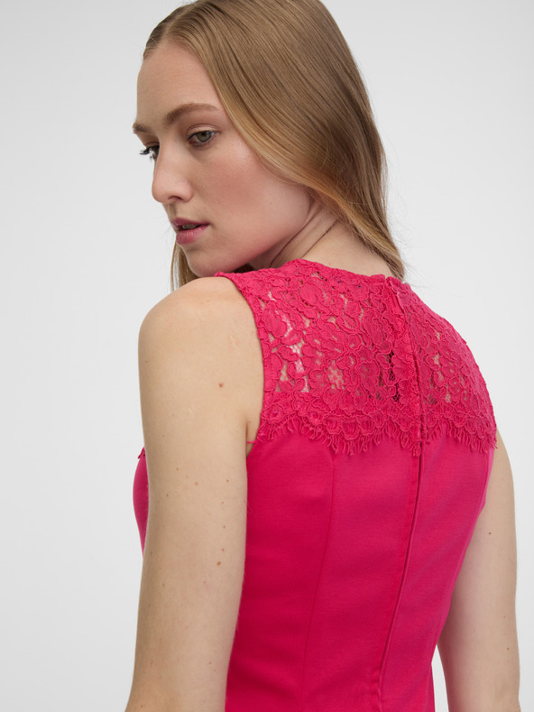 Orsay Temno rožnata ženska oprijeta obleka s čipko ORSAY