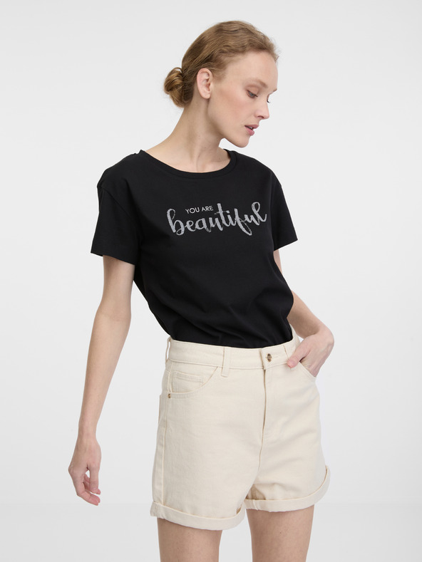 Orsay Črna ženska majica s kratkimi rokavi ORSAY