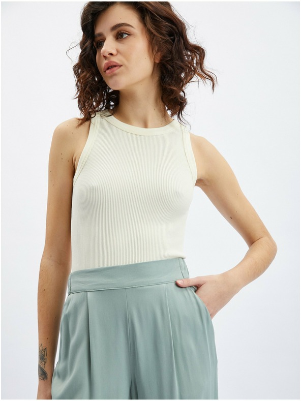 Orsay Svetlo zelene ženske skrajšane široke hlače ORSAY