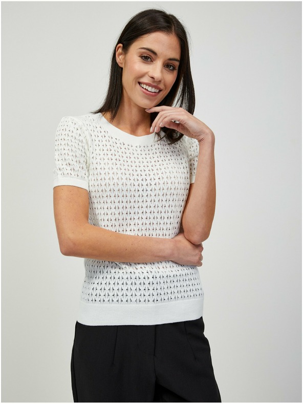 Orsay Bel luknjičast pulover s kratkimi rokavi ORSAY