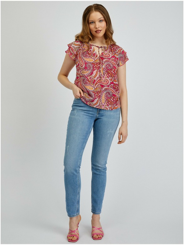 Orsay Rdeče-rožnata ženska vzorčasta bluza ORSAY