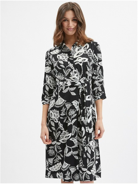 Orsay Črna ženska cvetlična obleka ORSAY