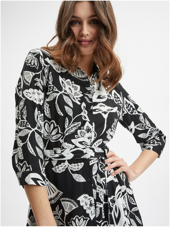 Orsay Črna ženska cvetlična obleka ORSAY