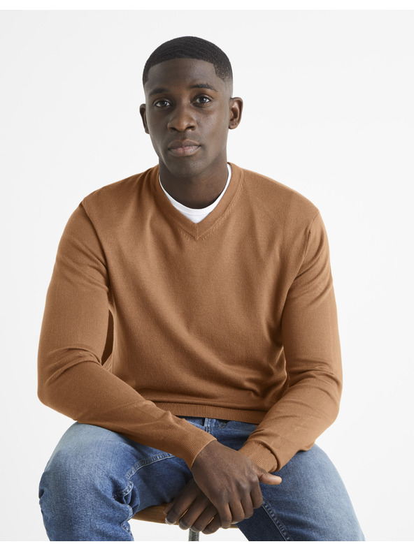 Celio Rjav moški pulover Celio Befirstv