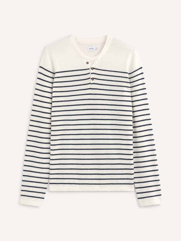 Celio Modro-bel moški črtast pulover Celio