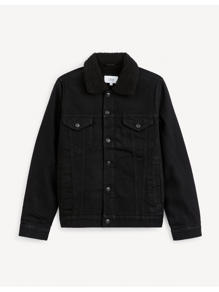 Celio Črna moška jakna iz džinsa s krznom Celio Cudensherp