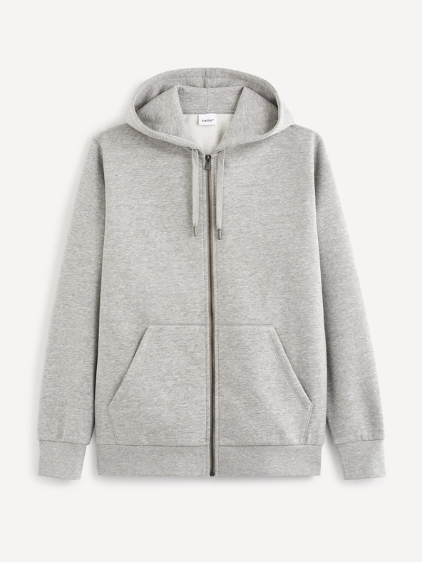 Celio Svetlo siva osnovna jopa s kapuco Celio Vethree