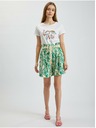 Orsay Krem-zelene ženske vzorčaste kratke hlače z dodatkom lanu ORSAY