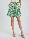 Orsay Krem-zelene ženske vzorčaste kratke hlače z dodatkom lanu ORSAY