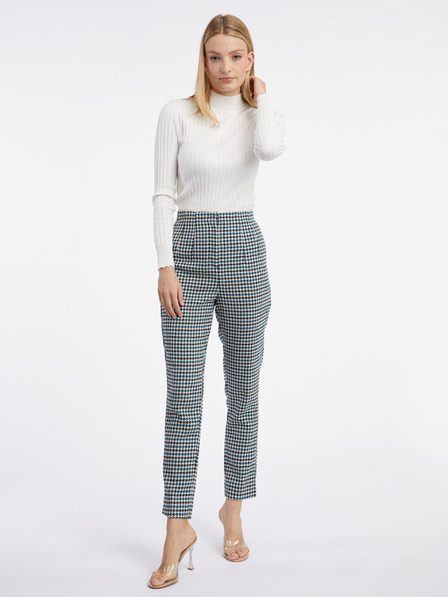 Orsay Črno-modre ženske vzorčaste hlače ORSAY