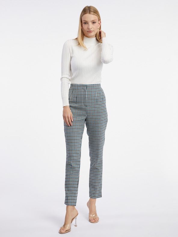 Orsay Črno-modre ženske vzorčaste hlače ORSAY