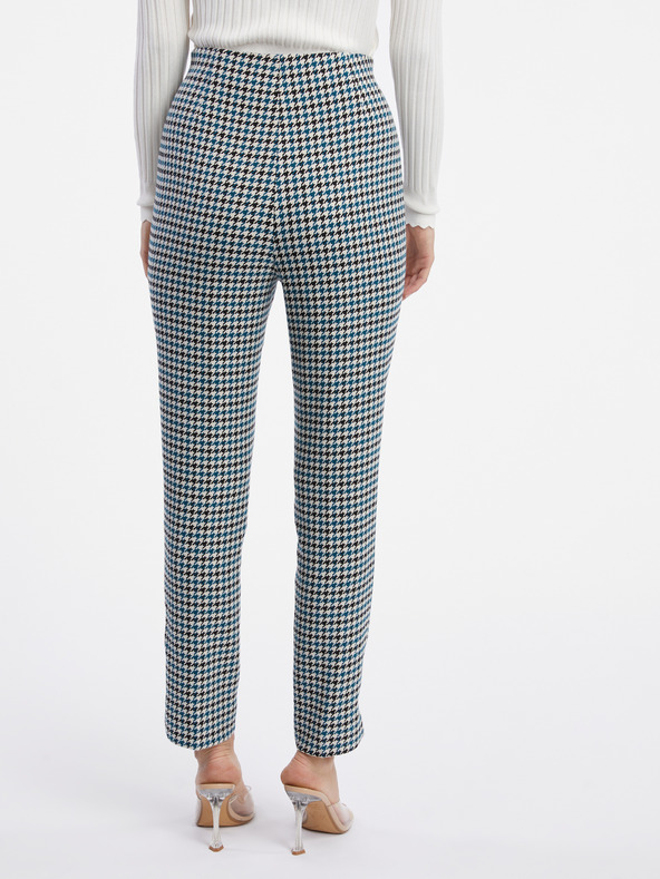 Orsay Črno-modre ženske vzorčaste hlače ORSAY