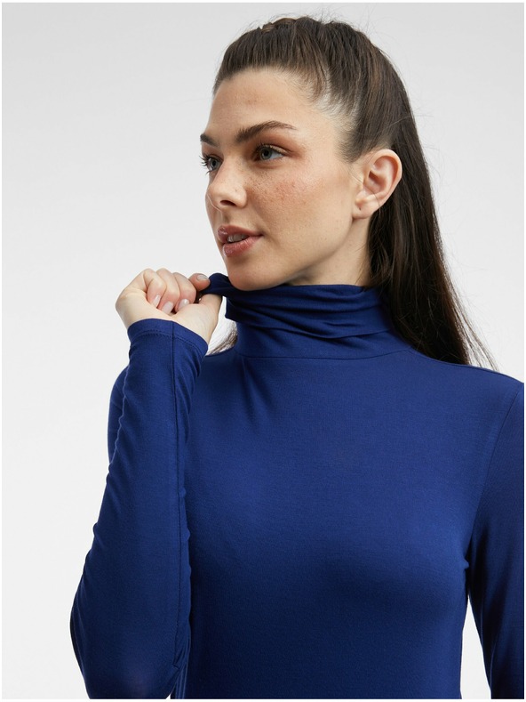 Orsay Temno modra ženska majica z ovratnikom ORSAY