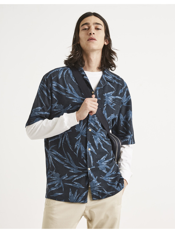 Celio Modro-črna moška srajca z vzorcem Celio Tallinnpal