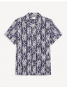 Celio Belo-modra vzorčasta moška majica s kratkimi rokavi Celio Gakat