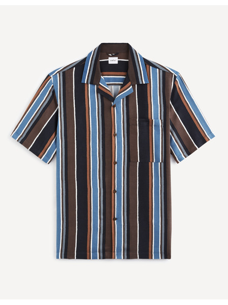 Celio Modra in rjava moška črtasta majica Celio Taboy