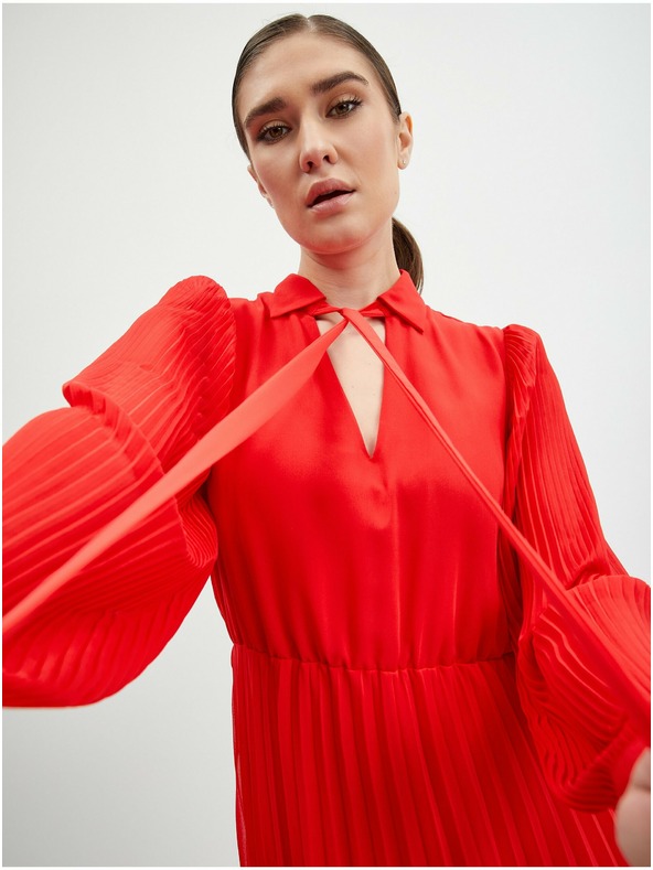 Orsay Rdeča ženska plisirana midi obleka ORSAY