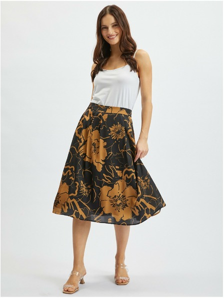 Orsay Rjavo-črno žensko cvetlično satenasto krilo ORSAY