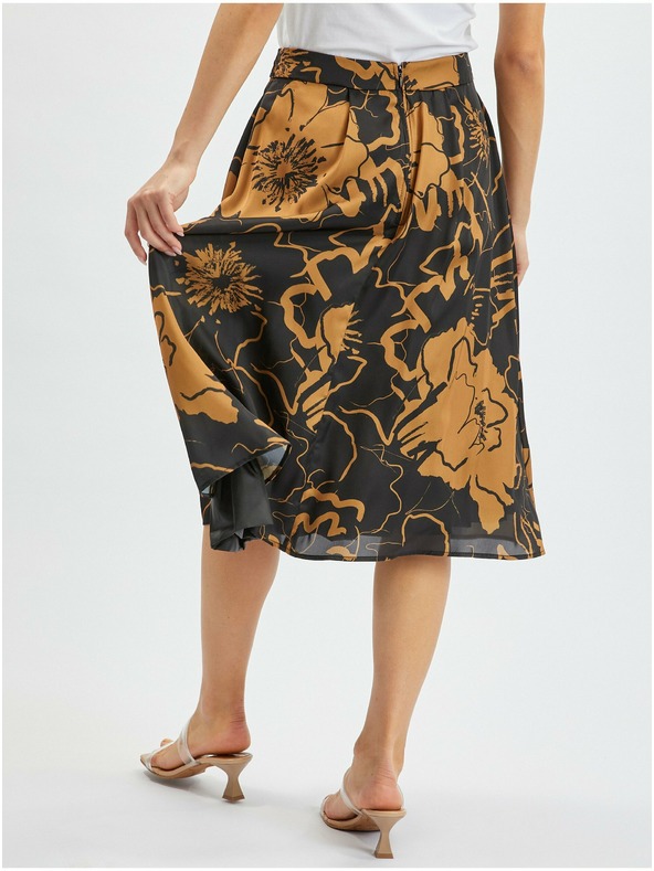 Orsay Rjavo-črno žensko cvetlično satenasto krilo ORSAY