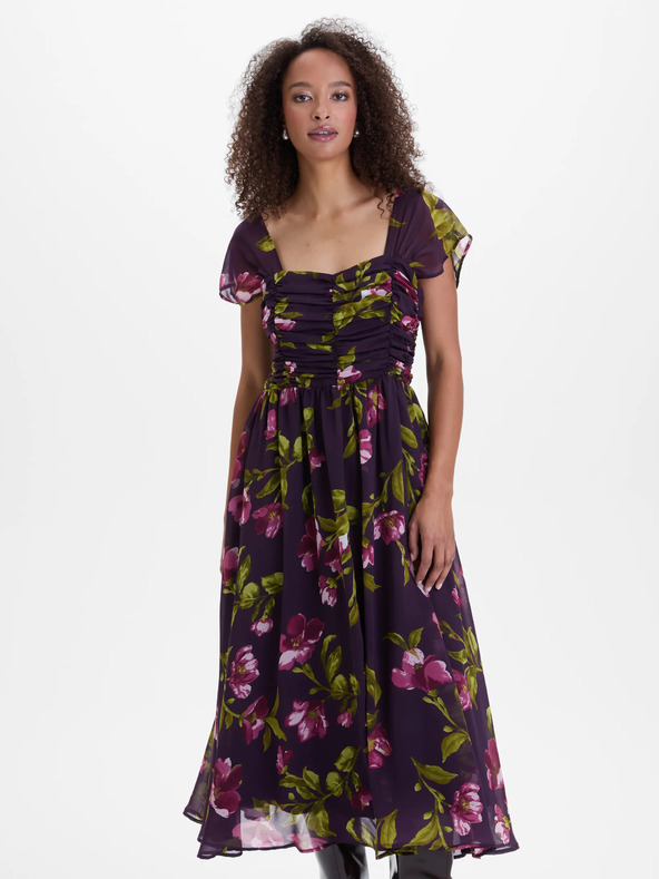 Orsay Vijolične ženske midi obleke s cvetličnim vzorcem ORSAY