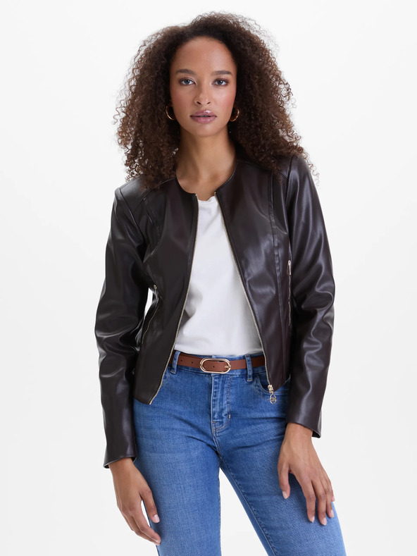 Orsay Temno rjava ženska usnjena jakna ORSAY