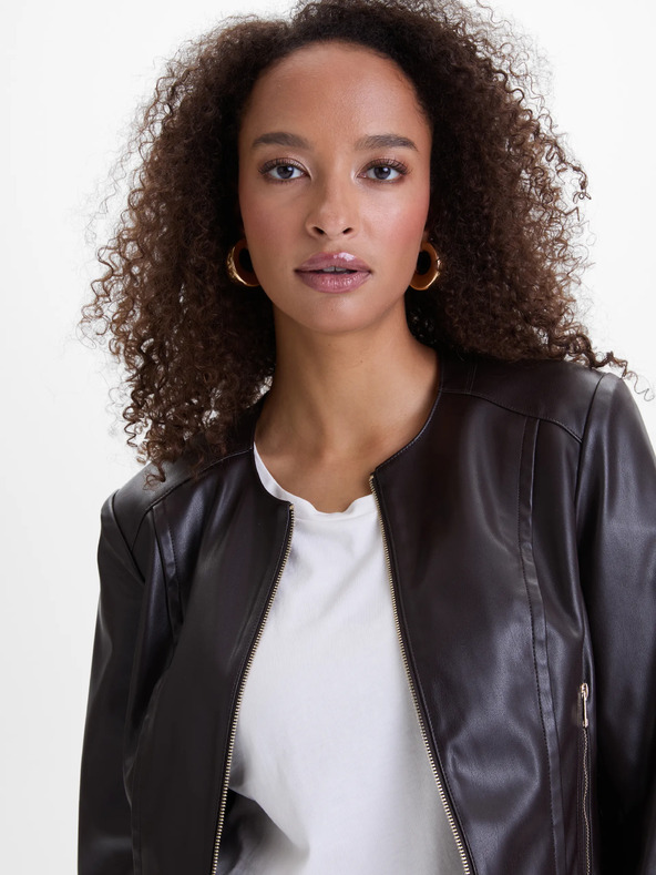 Orsay Temno rjava ženska usnjena jakna ORSAY