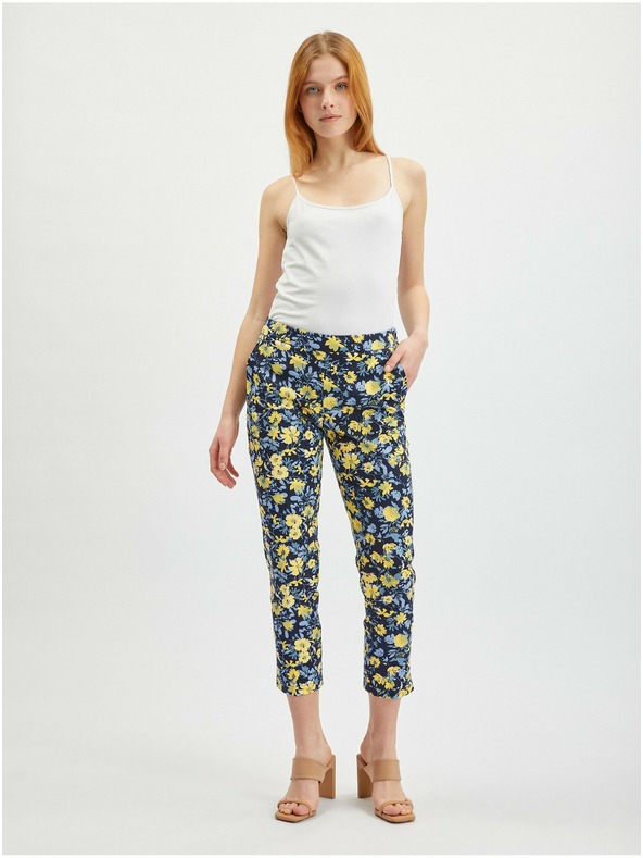 Orsay Rumeno-modre ženske skrajšane cvetlične hlače ORSAY