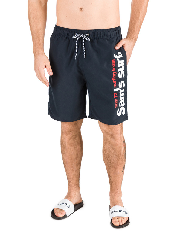 Sam 73 Temno modre moške kopalne hlače s potiskom SAM 73