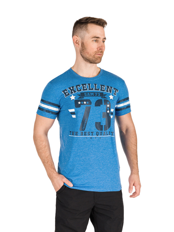 Sam 73 Modra moška majica s potiskom SAM 73