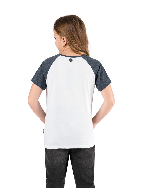 Sam 73 Modro-bela dekliška majica s potiskom SAM 73