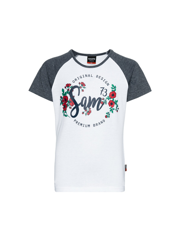 Sam 73 Modro-bela dekliška majica s potiskom SAM 73